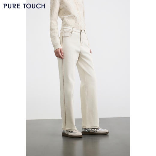 商场同款PURE TOUCH女装25秋冬新款高腰牛仔裤棉混纺宽松直筒长裤 商品图4