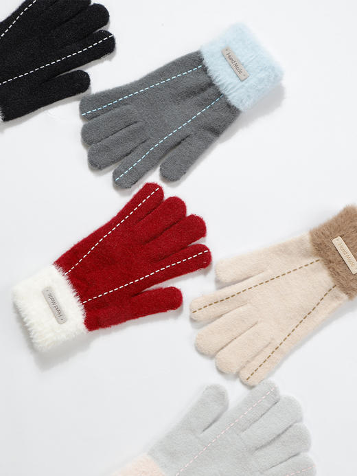 虚线针织女五指手套-纪念日百货门店同款165295450 商品图0