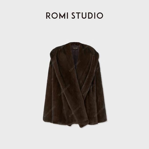 ROMI STUDIO“丹麦天鹅绒“咖本色水貂连帽轻奢皮毛外套RWCWWG5272 商品图0