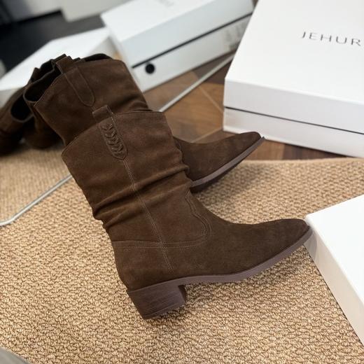 JEHURFIE/纪华菲：明星同款~许妍（赵露思）同款韩国真皮尖头西部堆堆靴 商品图2