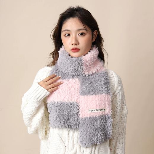 条纹针织毛绒围巾 商品图3