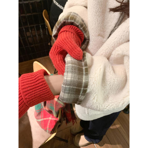 <曾小咸推荐> 现货秒杀！微信超特价！白杏色羊羔毛拼接格子外套 日常259.99 立减110 秒杀149.99！ 商品图4