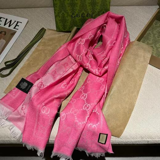 【双12特惠】【送礼盒礼袋】Gucci古驰织花羊毛真丝围巾  商品图7