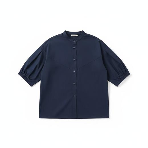 佐丹奴25年新款女装纯棉府绸小立领破骨泡泡中袖梭织衬衫13345311 商品图1