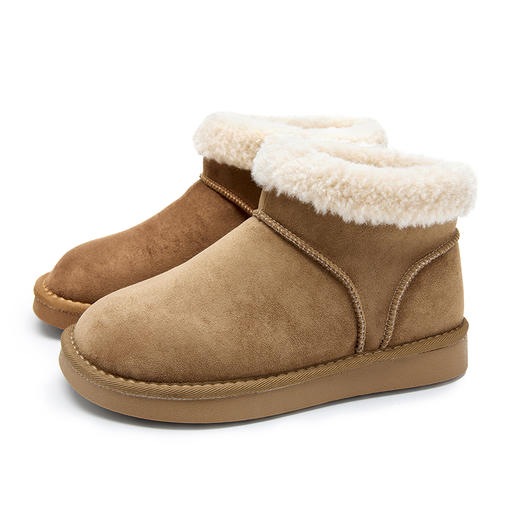 西遇毛毛保暖中筒翻毛雪地靴子女新款棉鞋冬季厚底休闲短靴V2457338 商品图4