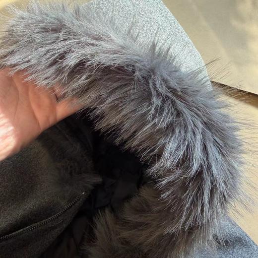 D120414冬季2025仿羊绒毛领高级灰连帽棉服外套男女同款 商品图12