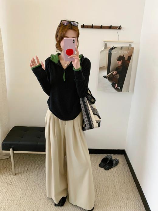 磨毛发热半拉链连帽打底衫 商品图4