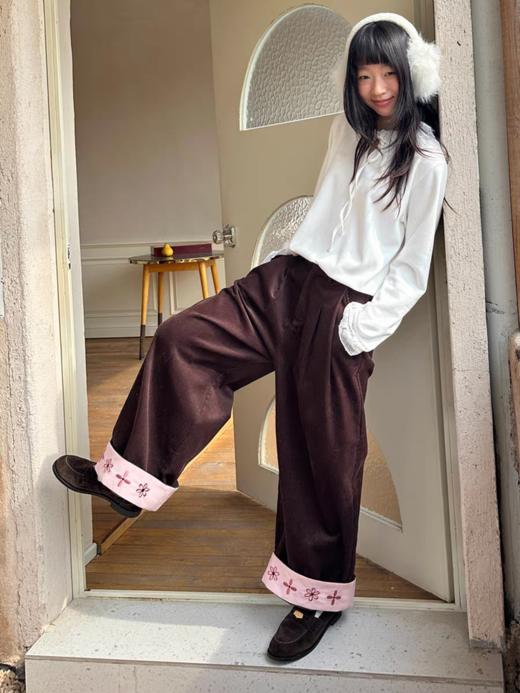 nothe Case布然/NC2548011/「花间集邮」全棉翻边绣花秋冬长裤 商品图3