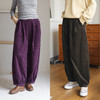 特绽放852朵/信步·纯棉灯芯绒长裤高腰压褶收脚口长款卫裤女休闲裤 商品缩略图0
