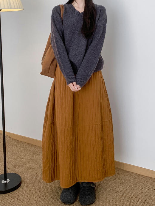 【YW】无忧购日系复古肌理感立体花苞裙女秋冬绗线保暖半身裙H-2026（截单后3-5天发货） 商品图2