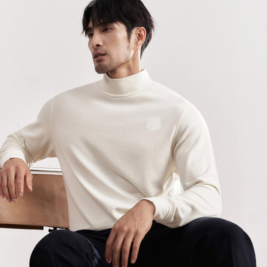 【单拍不发！89元2件，118元3件】虎头刺绣男士双面绒打底衫｜双面德绒，一件顶两件，轻盈又保暖！万针刺绣，有风骨显品味！ 商品图0