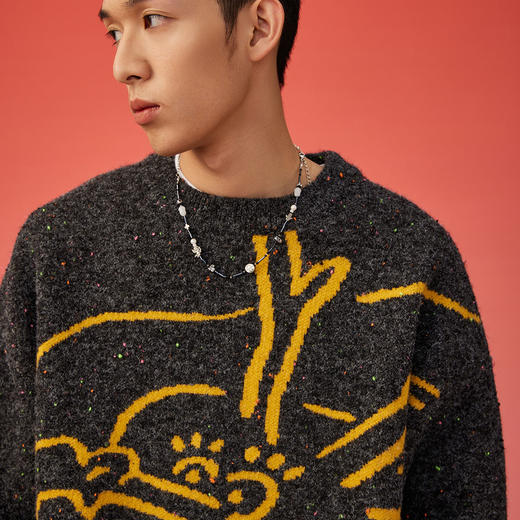 NPC潮牌新年系列线条龙纹圆领毛衣潮流加厚针织衫爆款NP3CSW09 商品图3