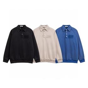 D120416新款炒色洗水毛边男女情侣款休闲翻领卫衣