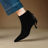 【预售5天】时尚黑色尖头短靴气质靴子女款高跟法式侧拉链辣短靴2278 商品缩略图1