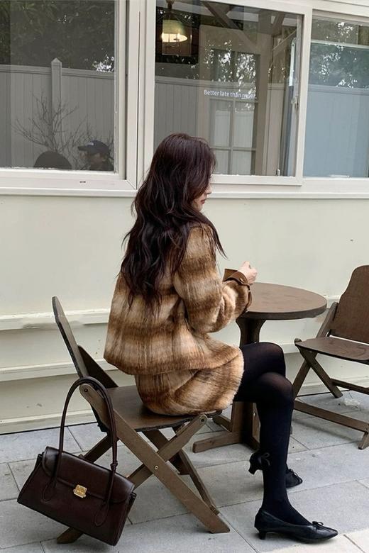 amadella 撞色小香风格纹毛呢半裙套装 21643 商品图6