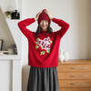 绽放823朵/纯山羊绒毛衫撞色花朵落肩半高领套头毛针织衫内搭毛衣 商品缩略图0