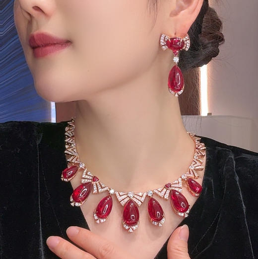 流光溢彩馥郁耀眼红色高定项链 11790XR 商品图6