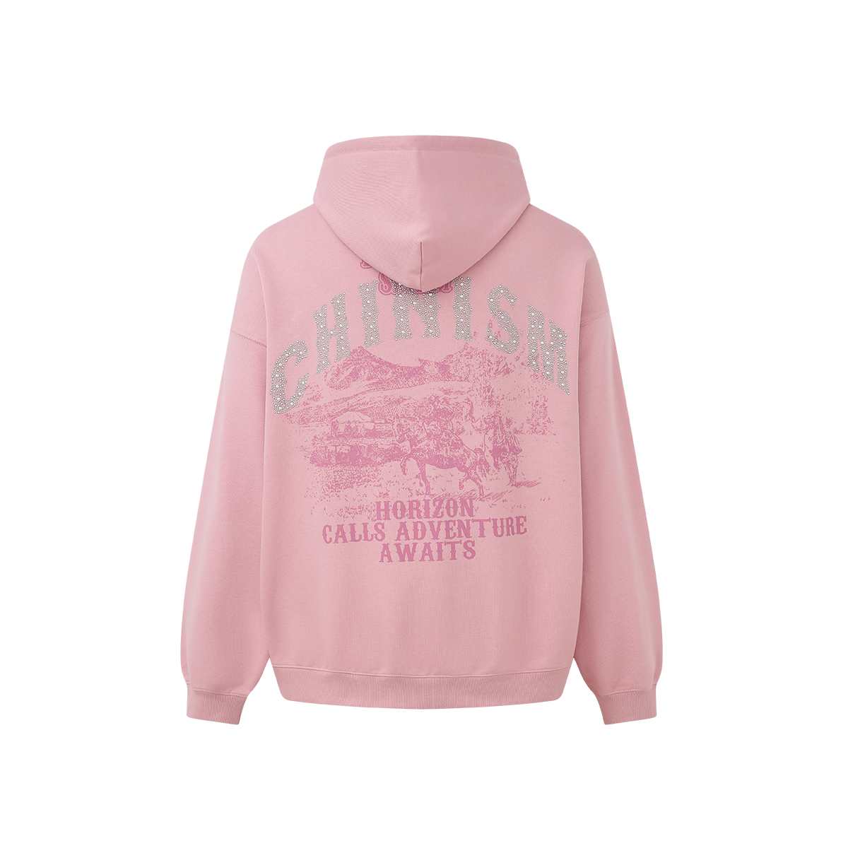 CHINISM赤尘 黑色重磅满天星印花连帽卫衣男秋季纯棉美式套头帽衫