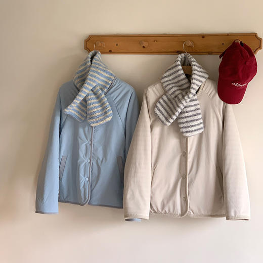 【GZ】无忧购韩系休闲棉服两面穿带围脖羊羔绒外套女宽松圆领外套6637#（截单后3-5天发货） 商品图1