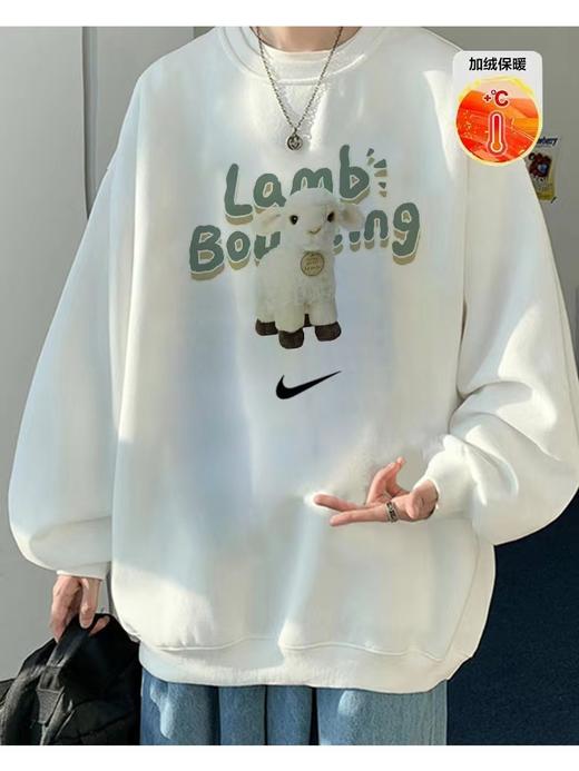 D120421加绒加厚2025冬季新款卡通小绵羊抓绒保暖圆领卫衣 商品图6