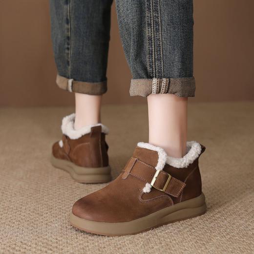 FR 85866头层牛皮雪地靴保暖复古厚底防滑短靴 商品图3