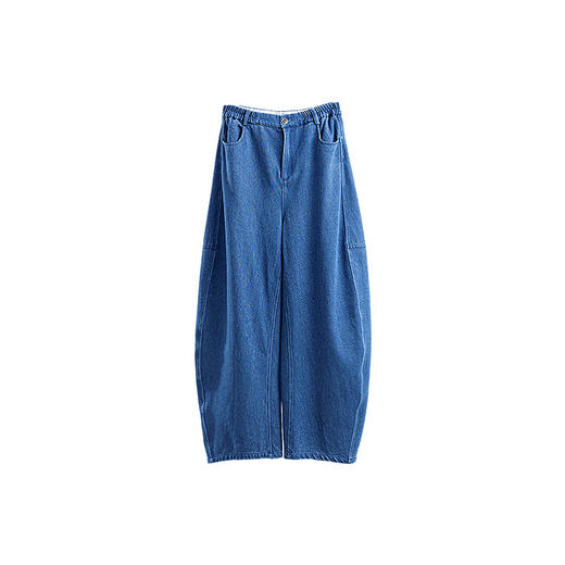 绽放859朵/茧型重工牛仔裤·全腰松紧分割设计牛仔长裤宽松阔腿裤 商品图4