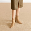 千百度粗高跟弹力袜靴女加绒保暖通勤显瘦尖头短靴子A25678236 商品缩略图4