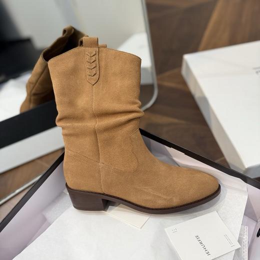 JEHURFIE/纪华菲：明星同款~许妍（赵露思）同款韩国真皮尖头西部堆堆靴 商品图3