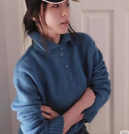 售完无补  重磅！ lp孔雀蓝半扣翻领  超显白！重磅针织羊绒毛衣！ 商品图0