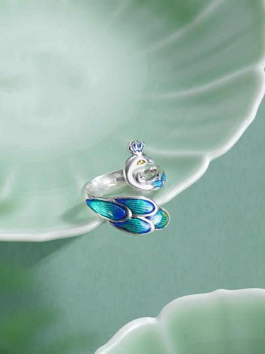 子佩集【瑶华灵雀】银S990戒指【Q037】孔雀珐琅彩2511 商品图7