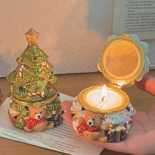【圣诞系】轻奢小熊圣诞树 香薰蜡烛摆件 室内无烟大豆蜡 闺蜜圣诞礼物伴手礼 商品图2