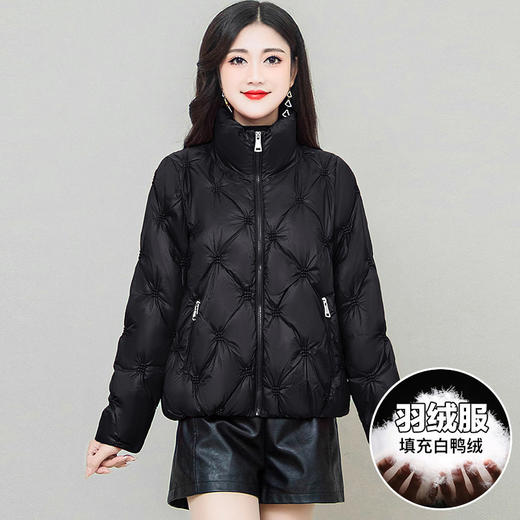 QYM C2289休闲短款羽绒服时尚轻薄保暖菱格外套 商品图3
