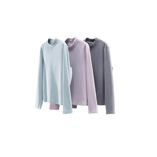 特绽放806朵/云朵棉T恤·绒感长绒彩棉半高领长袖加厚内搭打底衫 商品图4