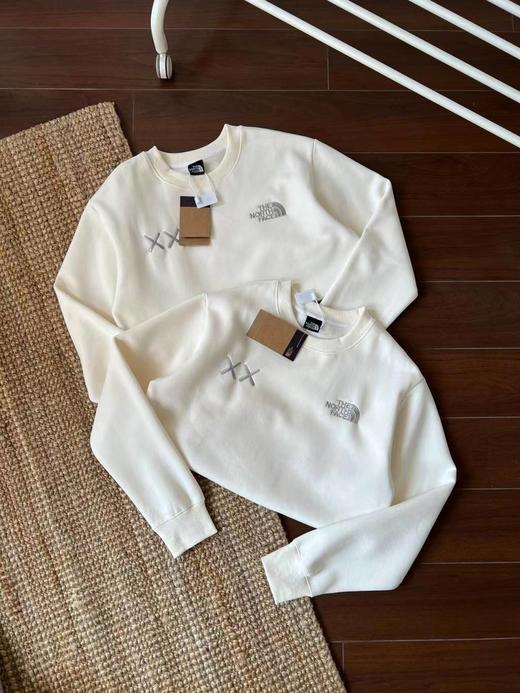 D120431联名款字母刺绣拉绒白色圆领卫衣男女同款 商品图0