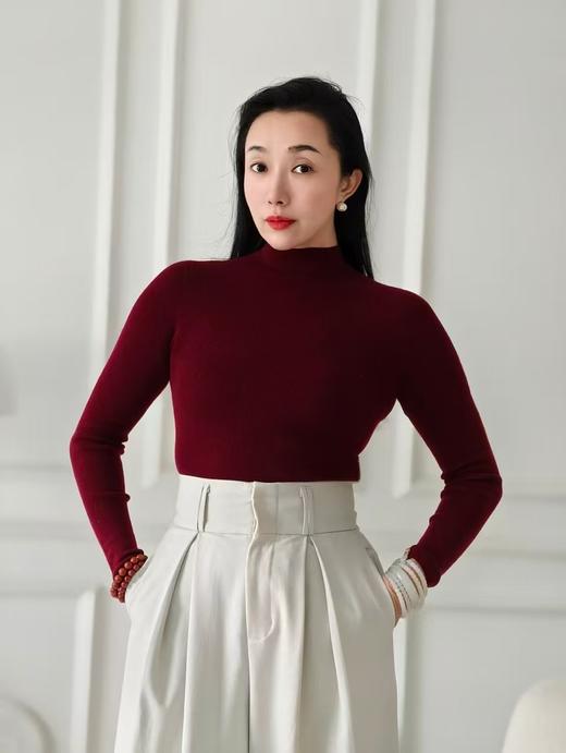 半高领羊绒衫-绛玉念 商品图0