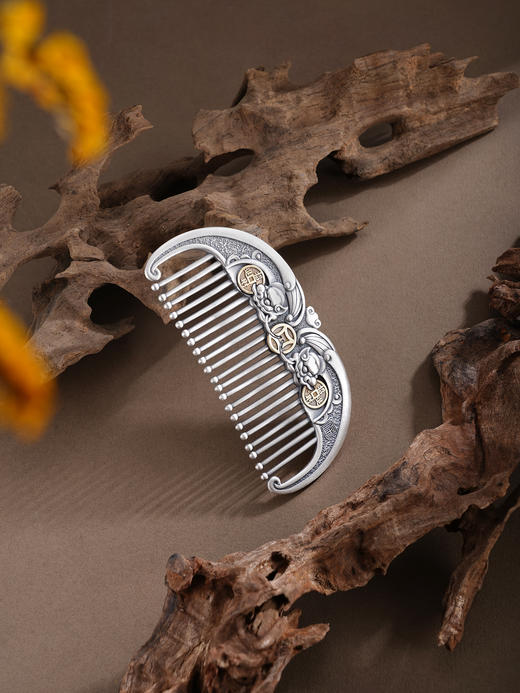 子佩集【纳财瑞兽】银S999梳子【HSSZ002】貔貅招财进宝原创作品02511 商品图4