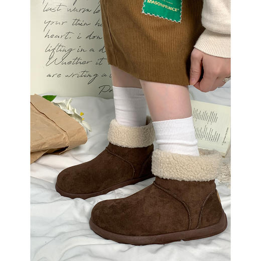 【YW】无忧购复古羊羔毛加绒保暖圆头软平底雪地靴女MIS-3442（截单后3-5天发货） 商品图4