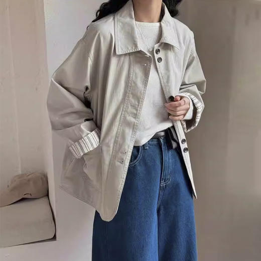 裁缝学苑AS609新款翻领大口袋拼接风衣纸样女装工装短上衣外套样板 商品图3