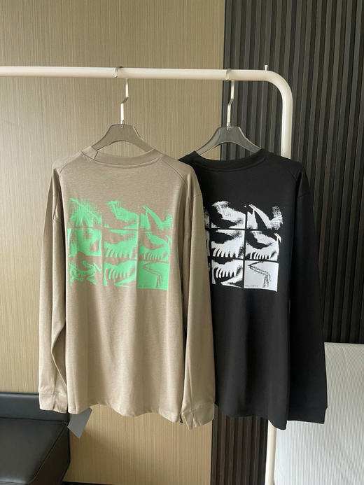 原单 ARC'TERYX鸟家KRAGG SL印花长袖T恤，男女情侣款，
颜色：黑色 浅棕色
尺码：M L XL 2XL 商品图1