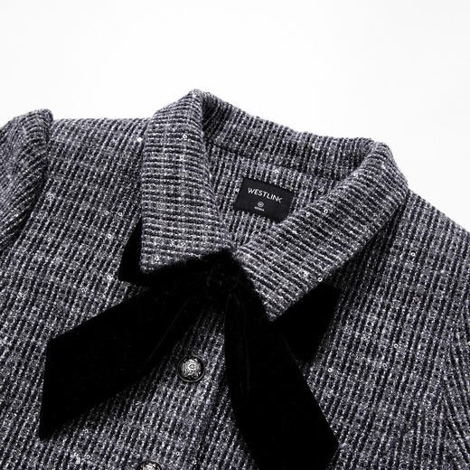 西遇气质名媛小香风套装女冬季蝴蝶结粗花呢外套伞裙两件套V4355454 商品图5