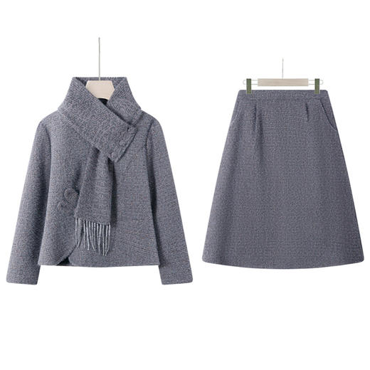 XK 92538小香风妈妈装仿水貂绒连衣裙两件套阔太太裙 商品图3