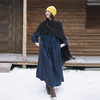 绽放820朵/加厚色织亚麻立领腰部加抽绳长袖连衣裙冬季内搭长裙女 商品缩略图3