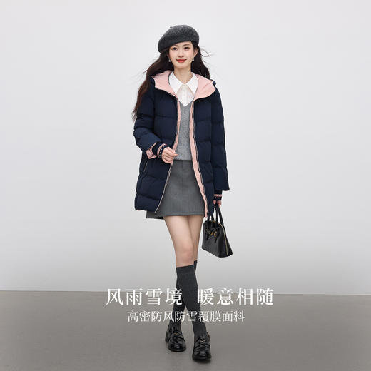 【周四狂欢价】熙世界羽绒棉服女冬季外套2025新款时尚中长款保暖连帽棉衣棉袄 商品图3