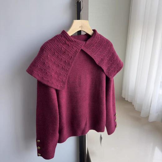 三彩玫红色毛衣 商品图3