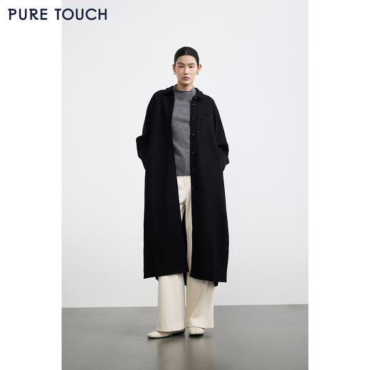 商场同款PURE TOUCH25冬新款羊毛双面呢大衣长款廓形蝙蝠袖外套女 商品图0