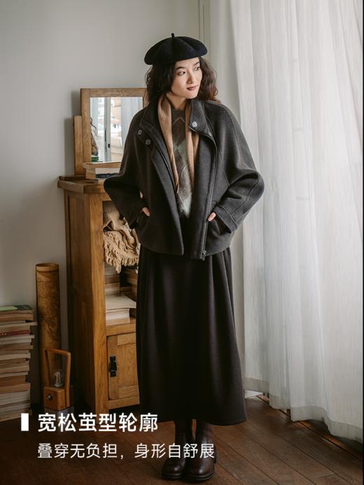 高段位通勤 天然90支高支绵羊毛双面呢茧型外套FCF3OVC121 商品图1