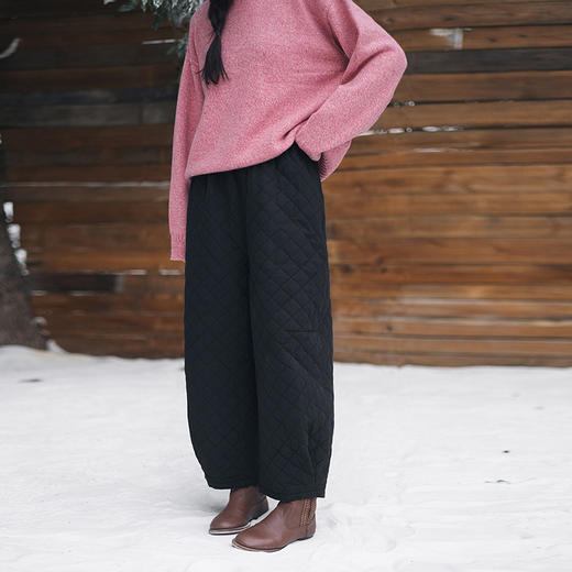 绽放802朵/汉麻棉内里绗棉脚口收褶九分棉裤女新款加厚保暖休闲裤 商品图0