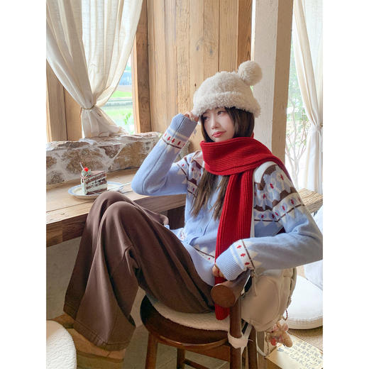 【169元任选2件】现货！蓝色费尔岛毛衣开衫 商品图2