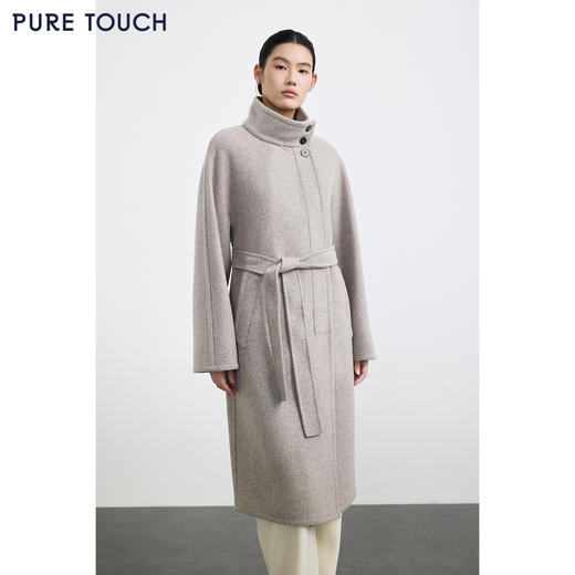 商场同款PURE TOUCH女装25秋冬新款翻领毛呢大衣中长款单排扣外套 商品图0