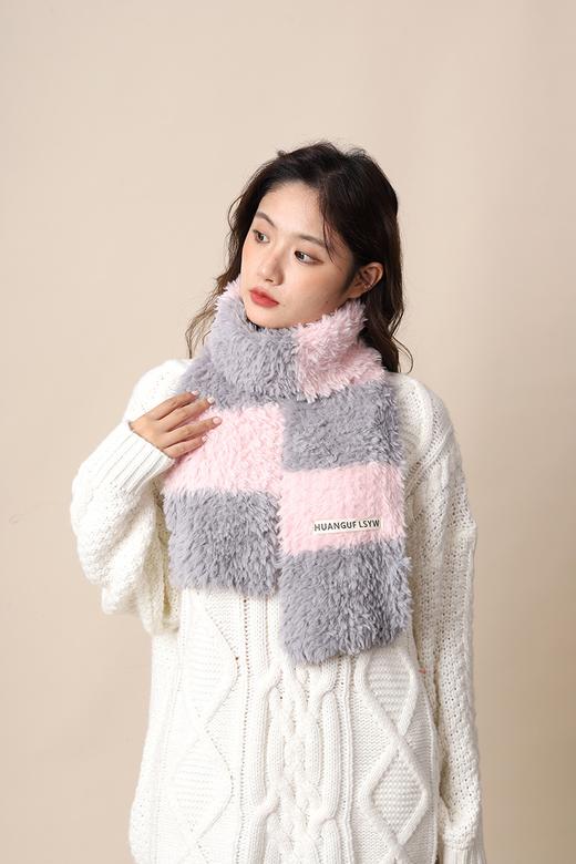 条纹针织毛绒围巾 商品图4